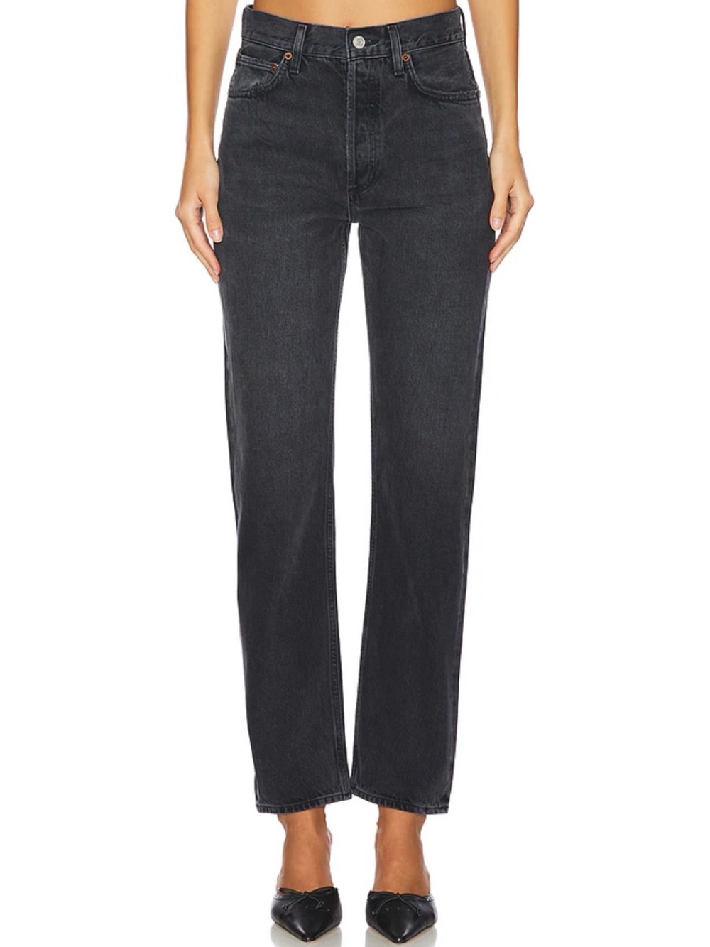AGOLDE 90’s Pinch Waist High-Rise Straight Black Jeans